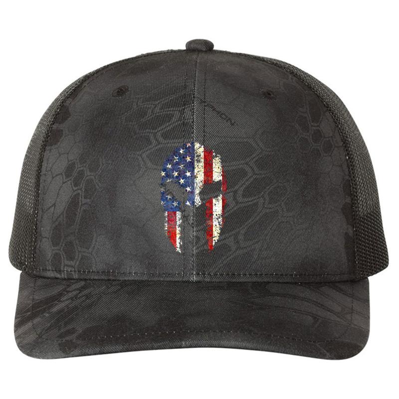 American Spartan Richardson Premium Trucker Snapback Cap  Kryptek Typhon Black