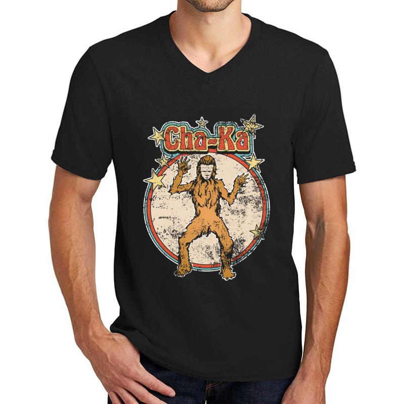 Vintage Cha-Ka Graphic Land Of The Lost Unisex V-Neck T-Shirt Men Black