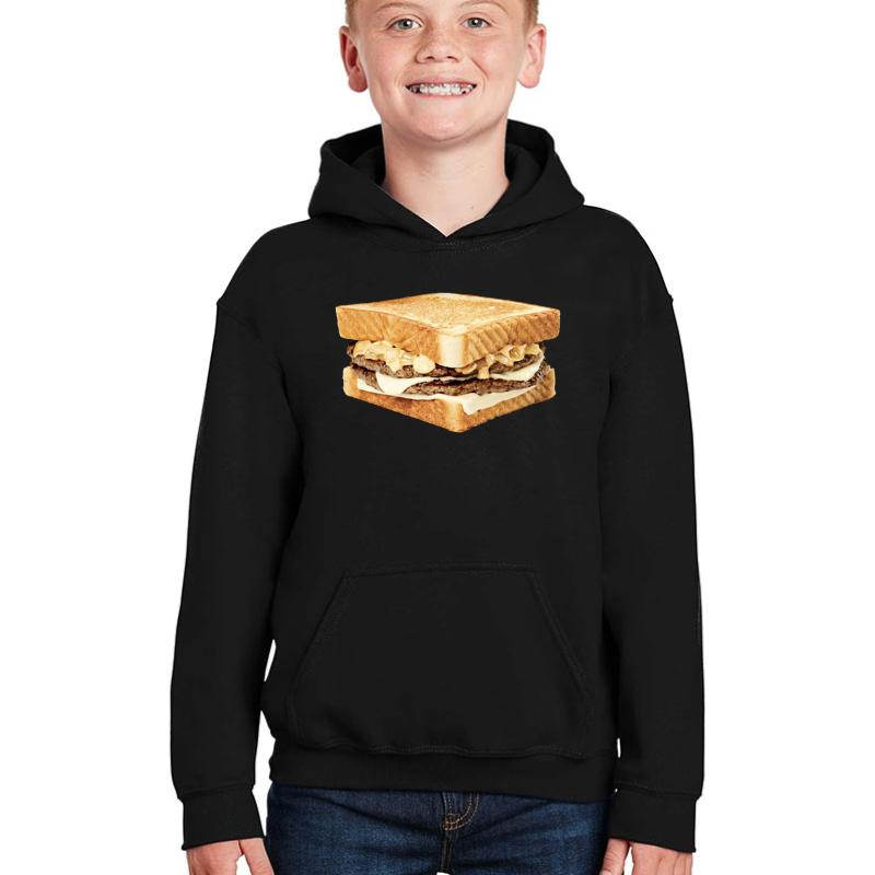 Whataburger Patty Melt Youth Hooded Sweatshirt Boy Black