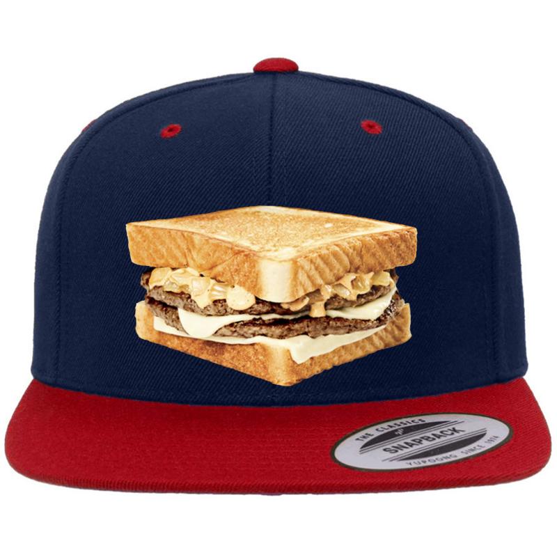 Whataburger Patty Melt Premium Flat Bill Snapback Cap  Navy