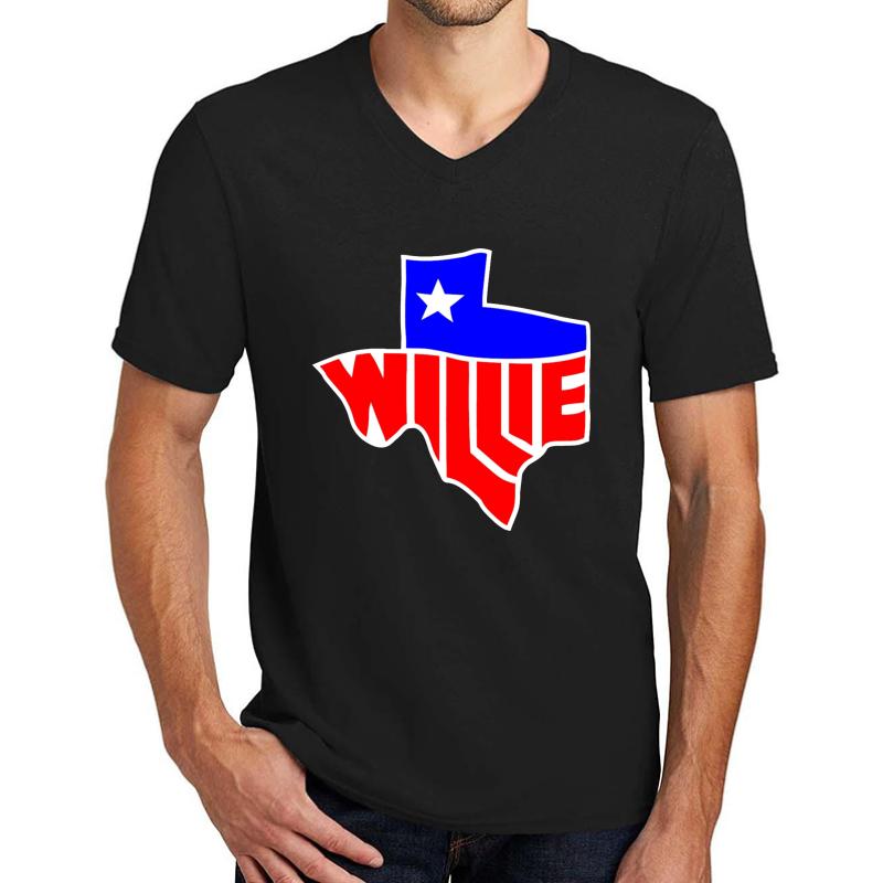 Willie Nelson Lone State  Unisex V-Neck T-Shirt Men Black