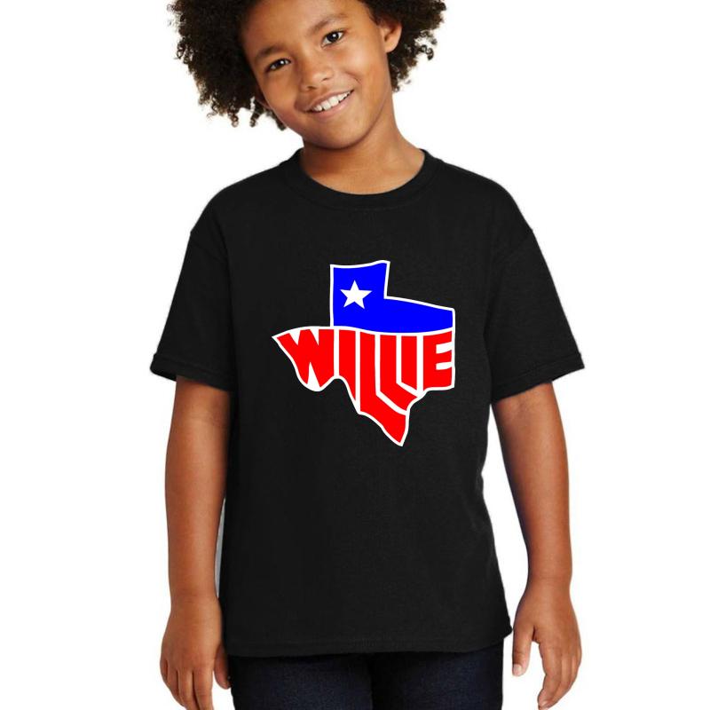 Willie Nelson Lone State  Youth T-Shirt Boy Black