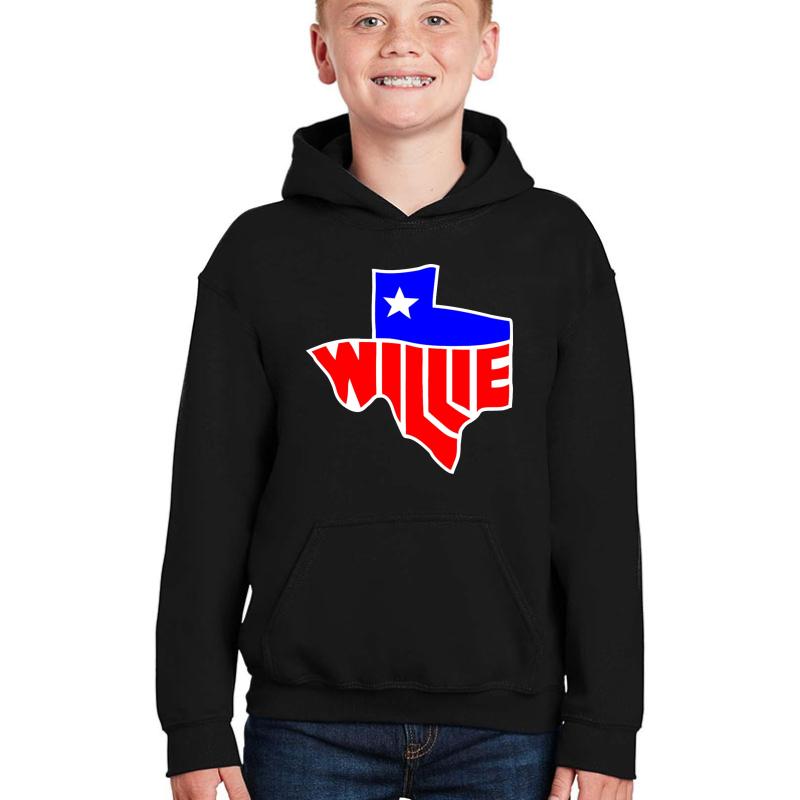 Willie Nelson Lone State  Youth Hooded Sweatshirt Boy Black