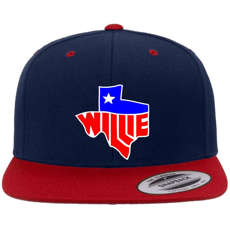 Willie Nelson Lone State  Premium Flat Bill Snapback Cap  Navy