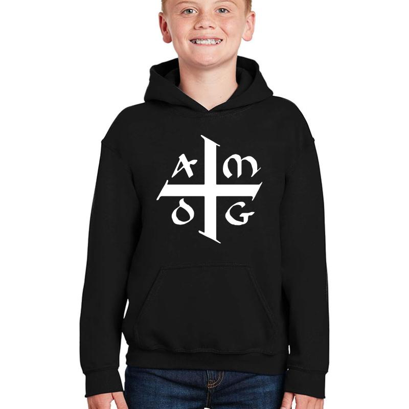 Amdg Jesuit Catholic Cross - Ad Majorem Dei Gloriam Youth Hooded Sweatshirt Boy Black