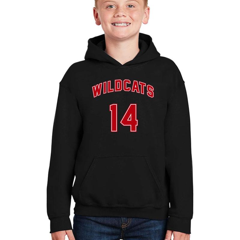 Troy Bolton 14 East High School Wildcats Basketball Team Youth Hooded Sweatshirt Boy Black