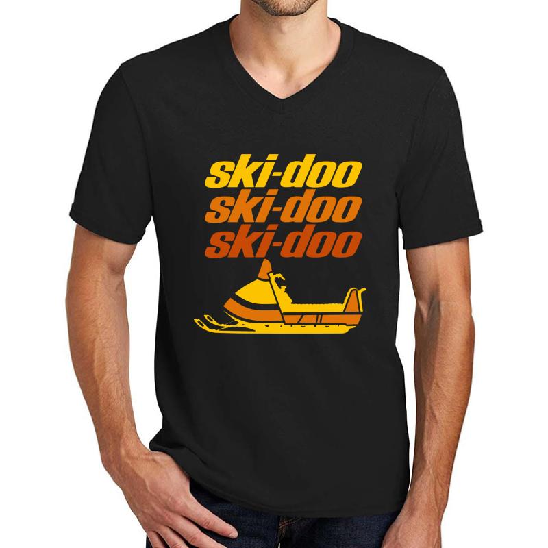 Vintage Ski Doo Snowmobiles Unisex V-Neck T-Shirt Men Black