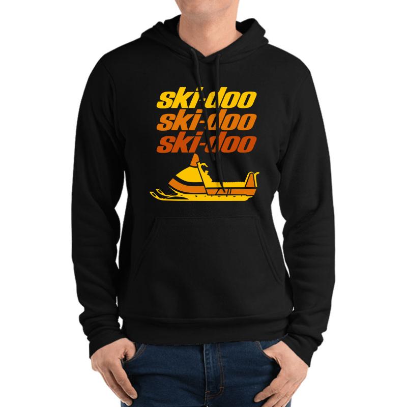 Vintage Ski Doo Snowmobiles Unisex Hooded Sweatshirt Men Black