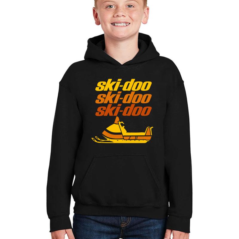 Vintage Ski Doo Snowmobiles Youth Hooded Sweatshirt Boy Black