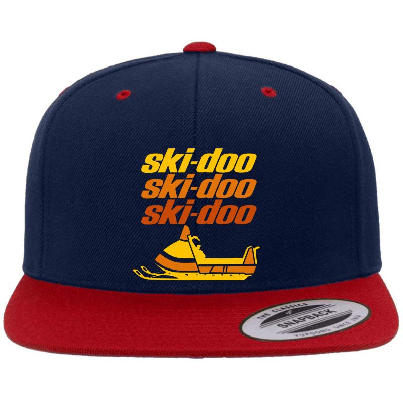 Vintage Ski Doo Snowmobiles Premium Flat Bill Snapback Cap  Navy