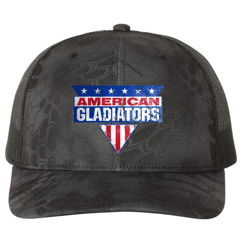 American Gladiators Richardson Premium Trucker Snapback Cap  Kryptek Typhon Black