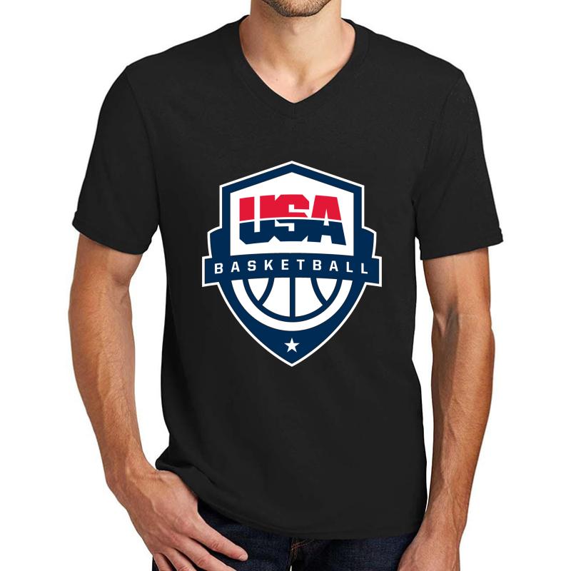 Usa Basketball Team Unisex V-Neck T-Shirt Men Black