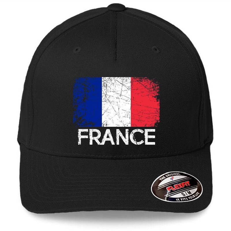 French Flag Design | Vintage Made In France Gift Premium Flat Bill Snapback Caps