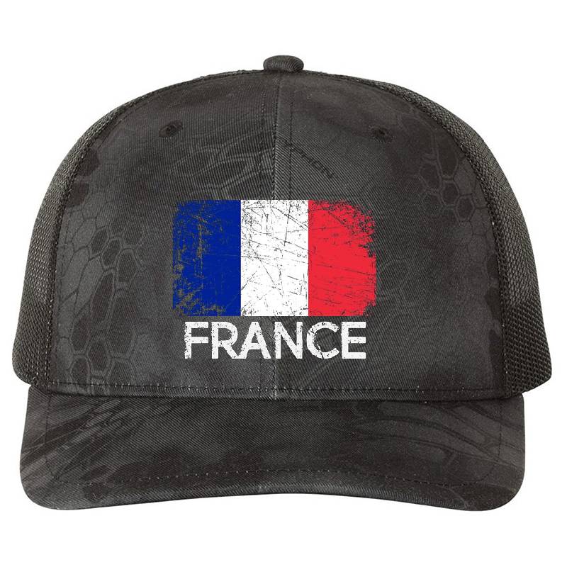 French Flag Design | Vintage Made In France Gift Premium Flat Bill Snapback Caps