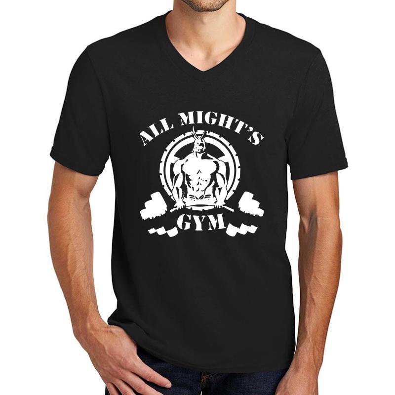 All Might's Gym Unisex V-Neck T-Shirt Men Black