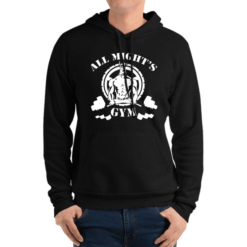 All Might's Gym Unisex Hooded Sweatshirt Men Black