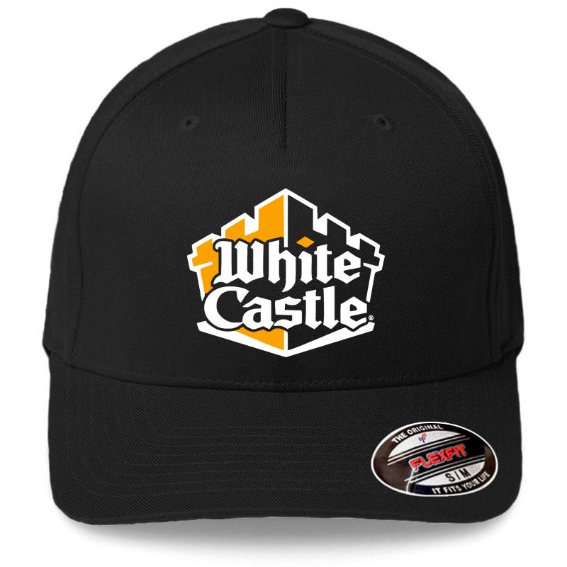 White Castle Burger Flexfit Baseball Cap  Black