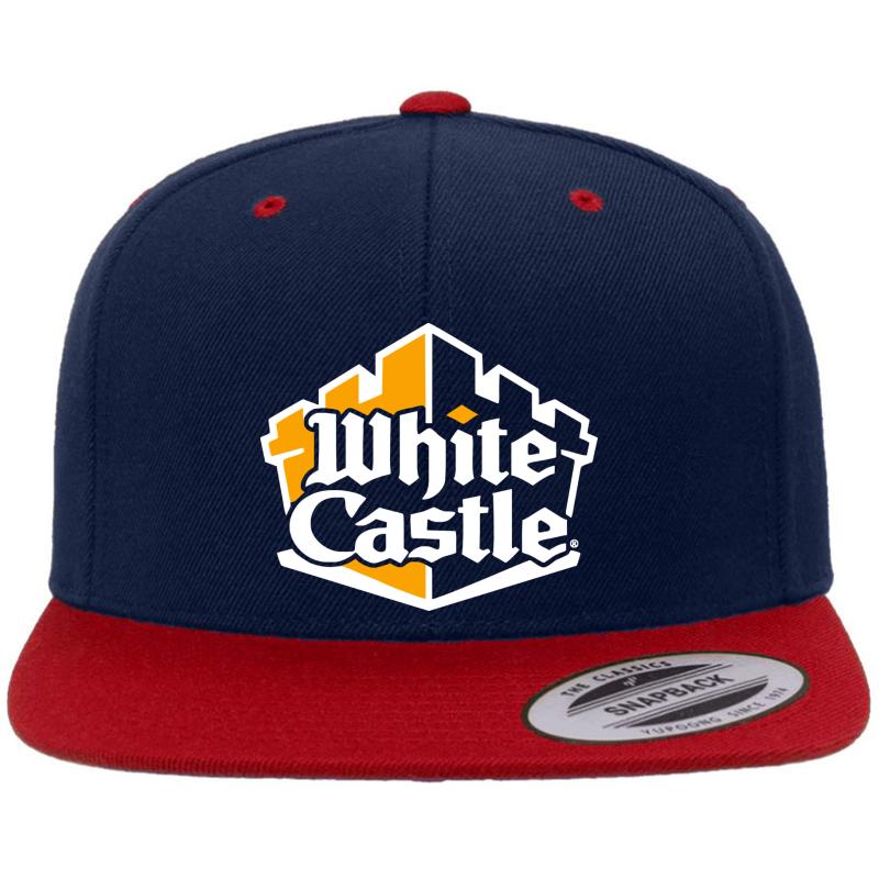 White Castle Burger Premium Flat Bill Snapback Cap  Navy