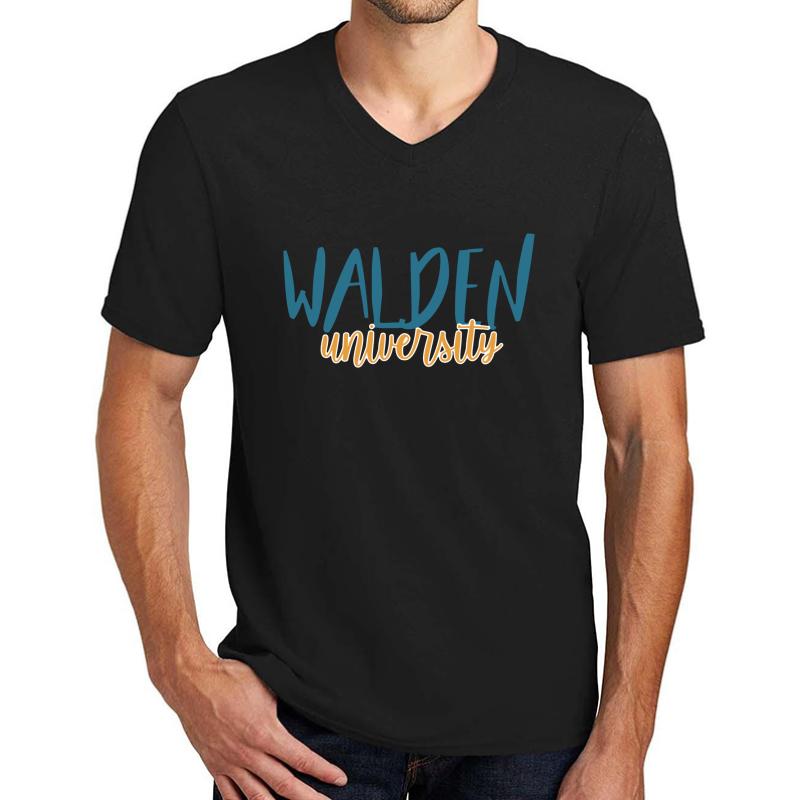 Walden University Unisex V-Neck T-Shirt Men Black