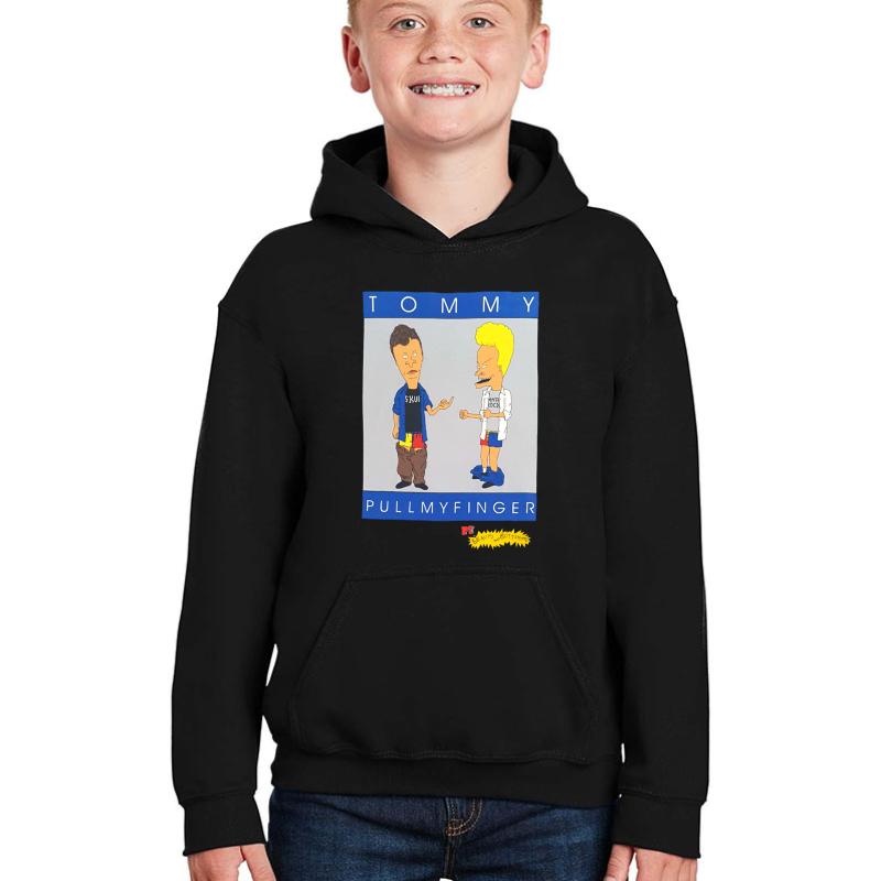 Tommy Pull My Finger - Beavis And Butthead Youth Hooded Sweatshirt Boy Black