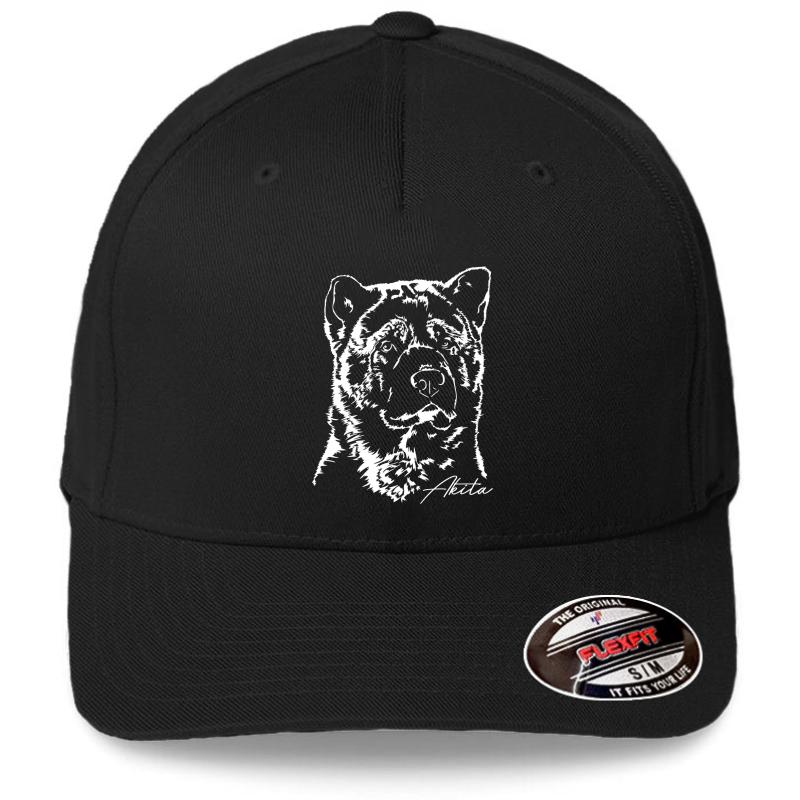 Akita Dog Dog Portrait Flexfit Baseball Cap  Black