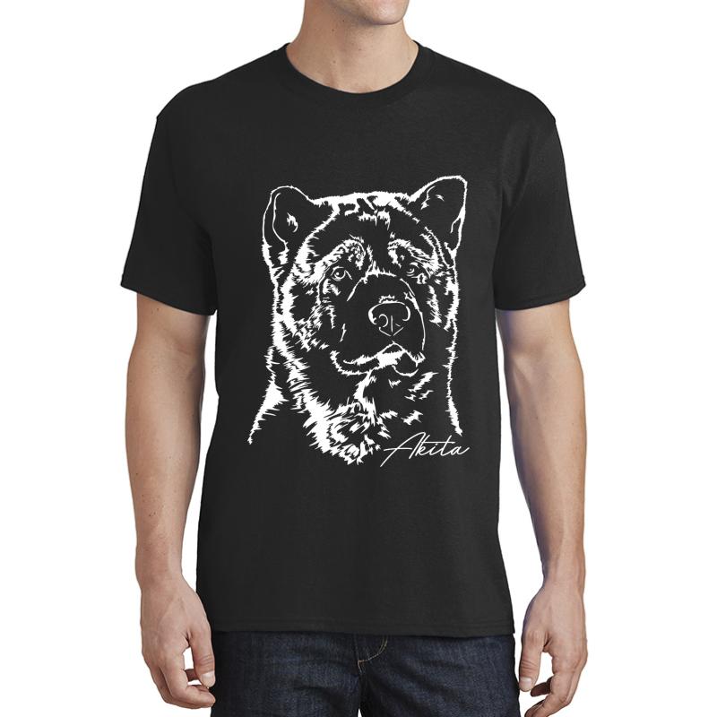 Akita Dog Dog Portrait Unisex T-Shirt Men Black