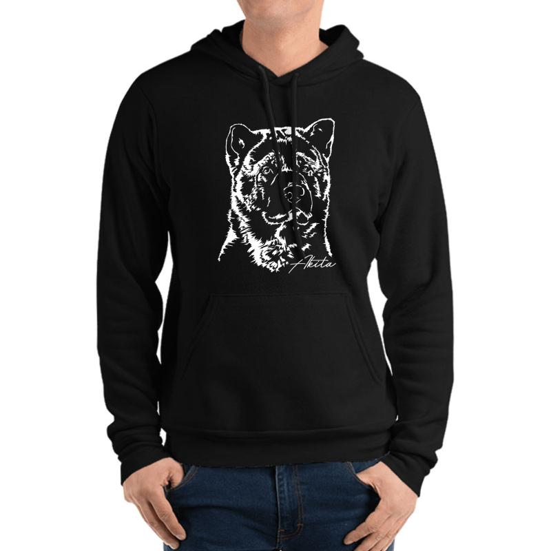 Akita Dog Dog Portrait Unisex Hooded Sweatshirt Men Black