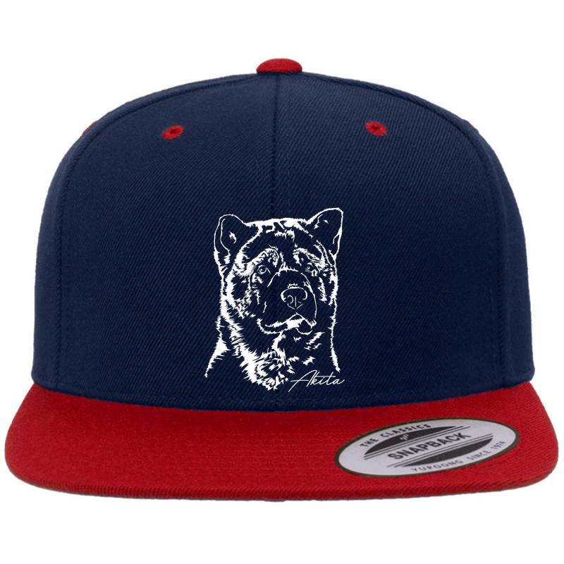 Akita Dog Dog Portrait Premium Flat Bill Snapback Cap  Navy