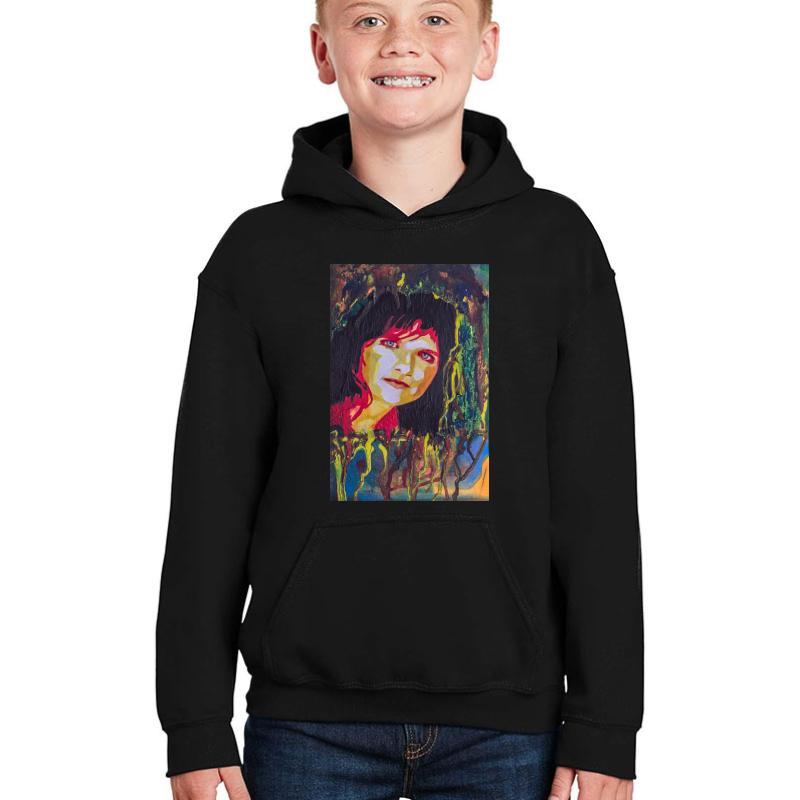 Amy Ray Portrait Youth Hooded Sweatshirt Boy Black