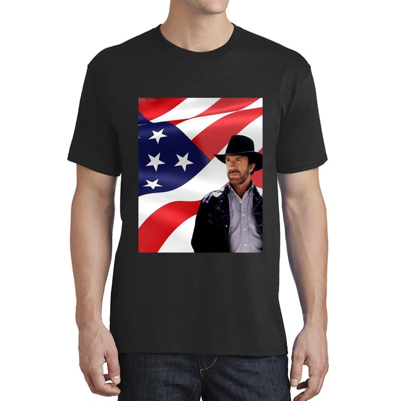 Walker Texas Ranger Chuck Norris Patriotic Style Unisex T-Shirt Men Black