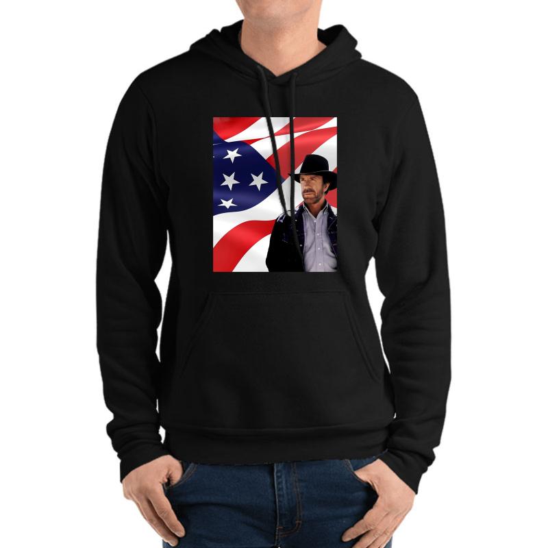 Walker Texas Ranger Chuck Norris Patriotic Style Unisex Hooded Sweatshirt Men Black