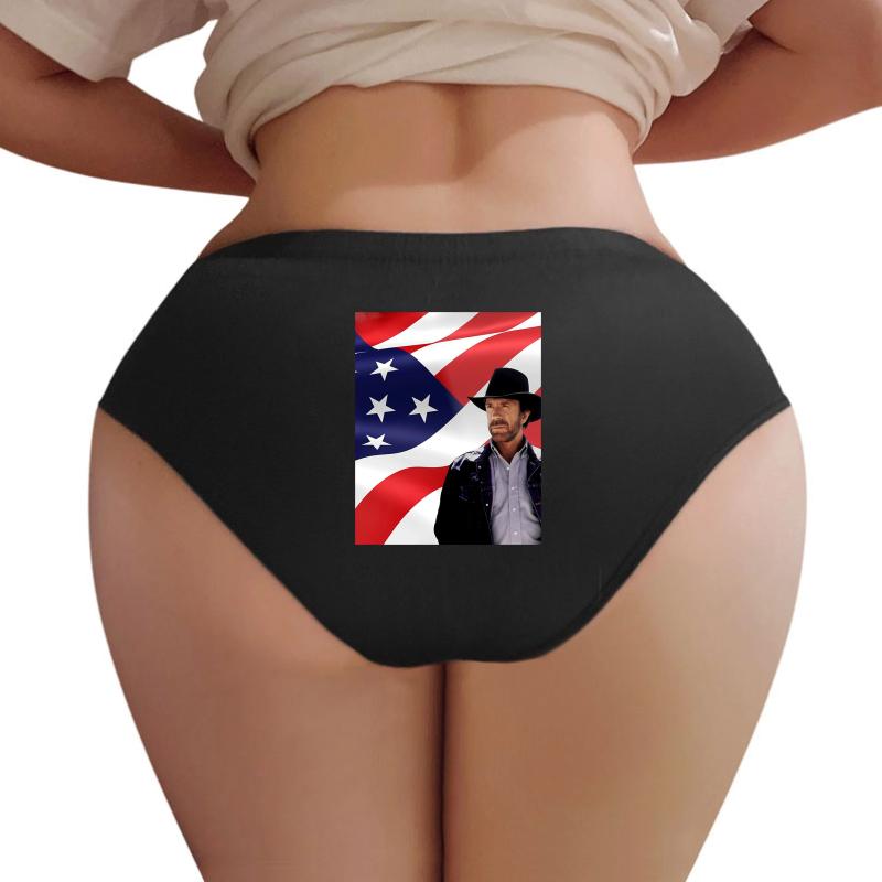 Walker Texas Ranger Chuck Norris Patriotic Style Women Underwear Panties Women Black