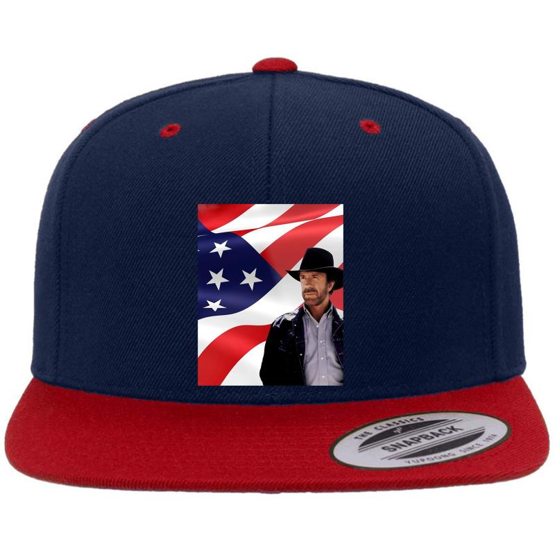 Walker Texas Ranger Chuck Norris Patriotic Style Premium Flat Bill Snapback Cap  Navy