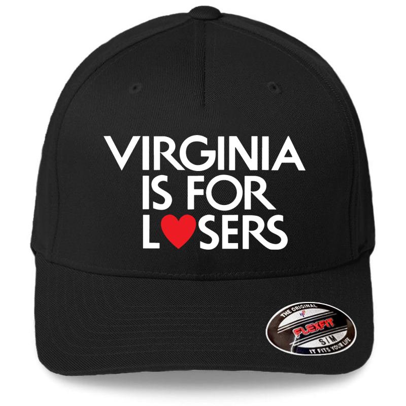 Virginia Is For Losers White Text  Flexfit Baseball Cap  Black