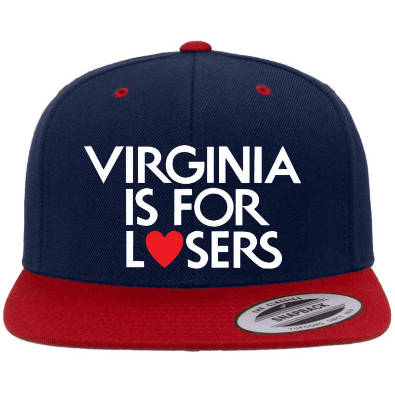 Virginia Is For Losers White Text  Premium Flat Bill Snapback Cap  Navy