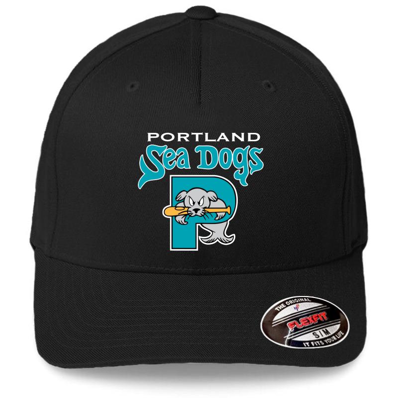 90'S Throwback Portland Sea Dogs Flexfit Baseball Cap  Black