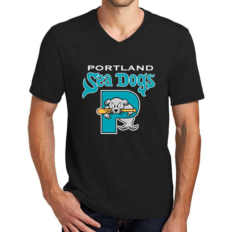 90'S Throwback Portland Sea Dogs Unisex V-Neck T-Shirt Men Black