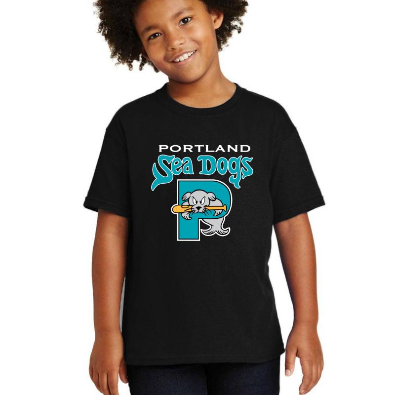 90'S Throwback Portland Sea Dogs Youth T-Shirt Boy Black