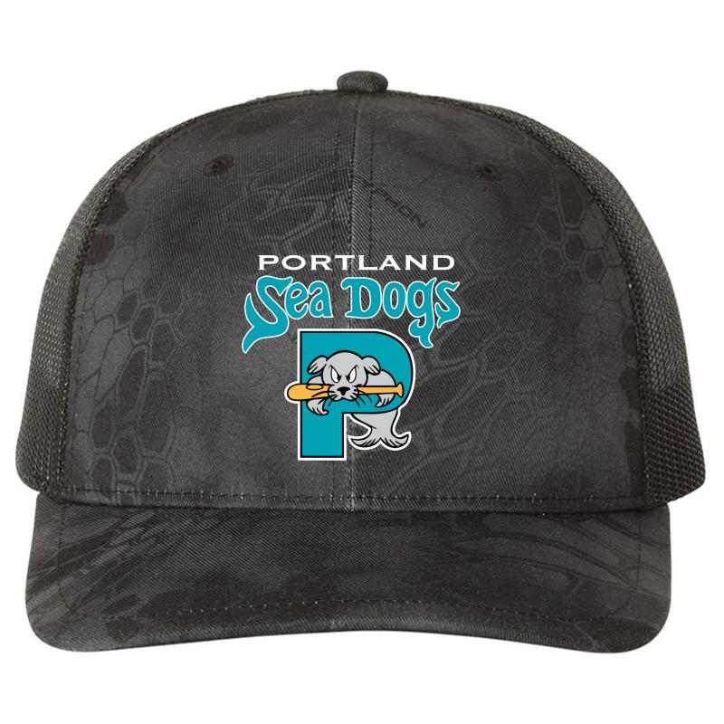 90'S Throwback Portland Sea Dogs Richardson Premium Trucker Snapback Cap  Kryptek Typhon Black