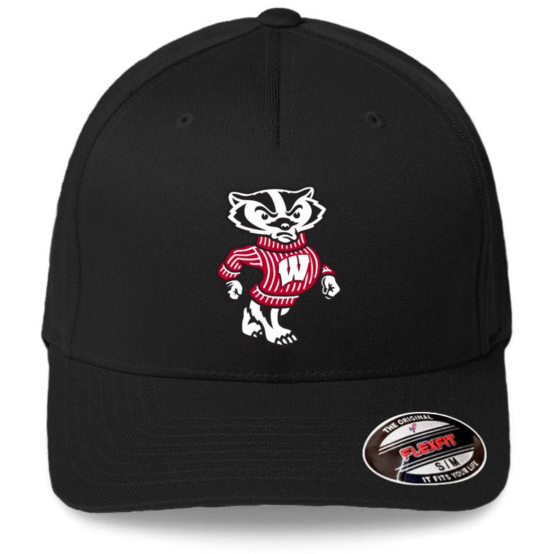 Wisconsin Badgers Flexfit Baseball Cap  Black