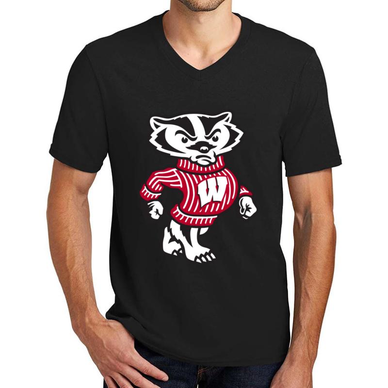 Wisconsin Badgers Unisex V-Neck T-Shirt Men Black