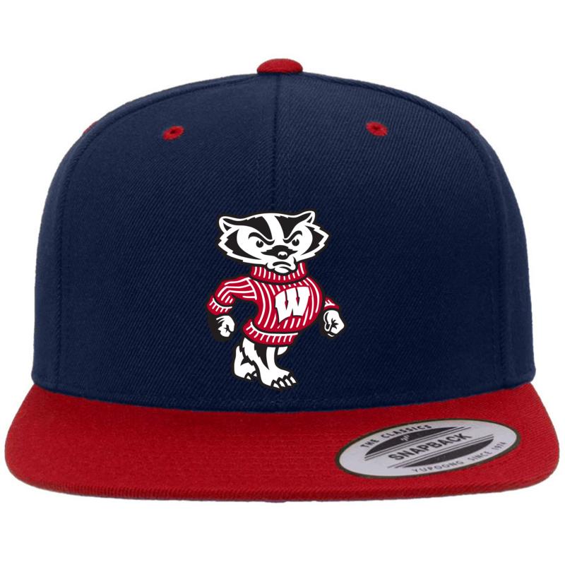 Wisconsin Badgers Premium Flat Bill Snapback Cap  Navy