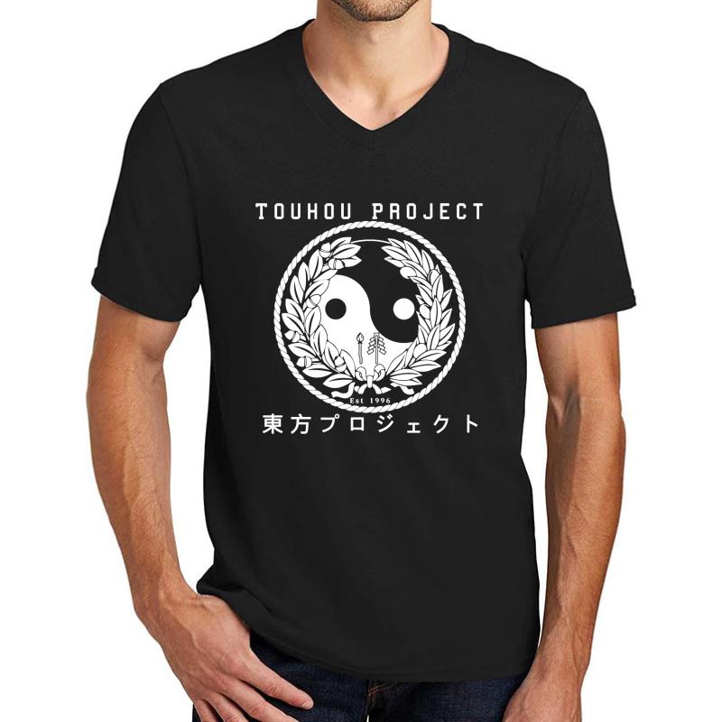 Touhou Project - College Seal White Format 2  Unisex V-Neck T-Shirt Men Black