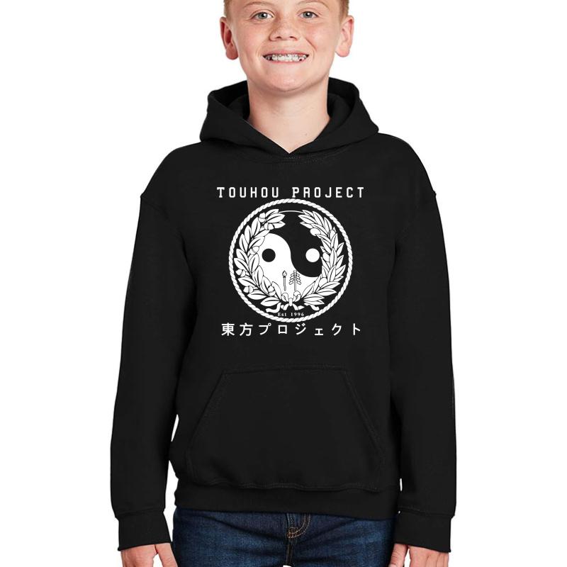 Touhou Project - College Seal White Format 2  Youth Hooded Sweatshirt Boy Black