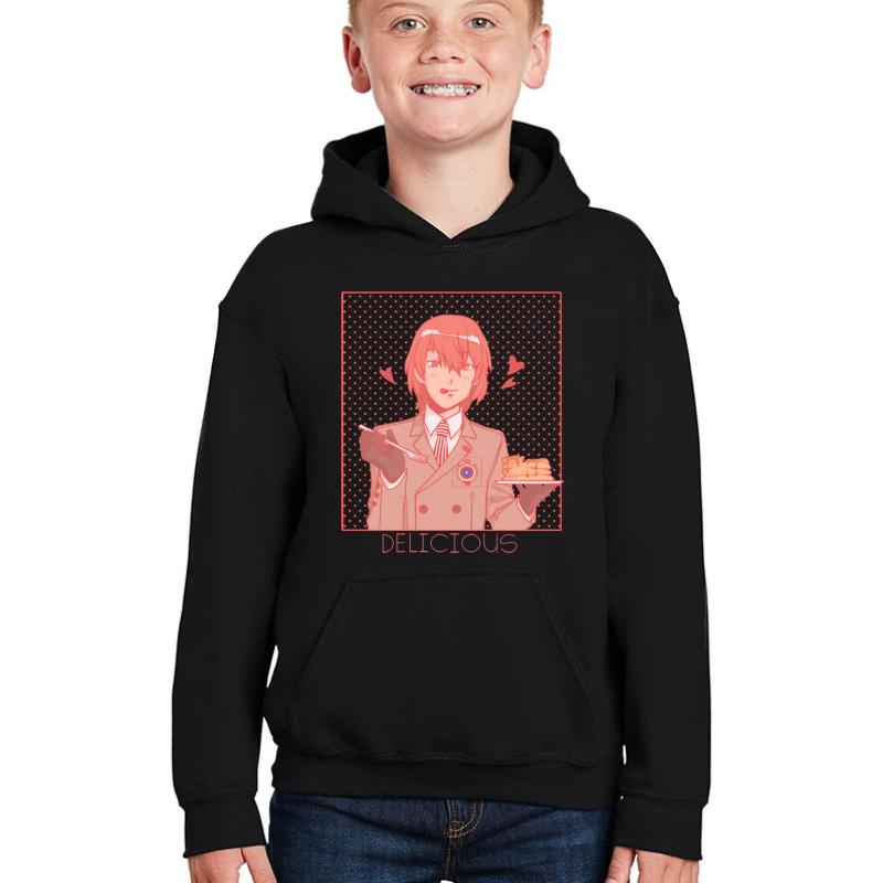 Akechi Loves His Pancakes Youth Hooded Sweatshirt Boy Black