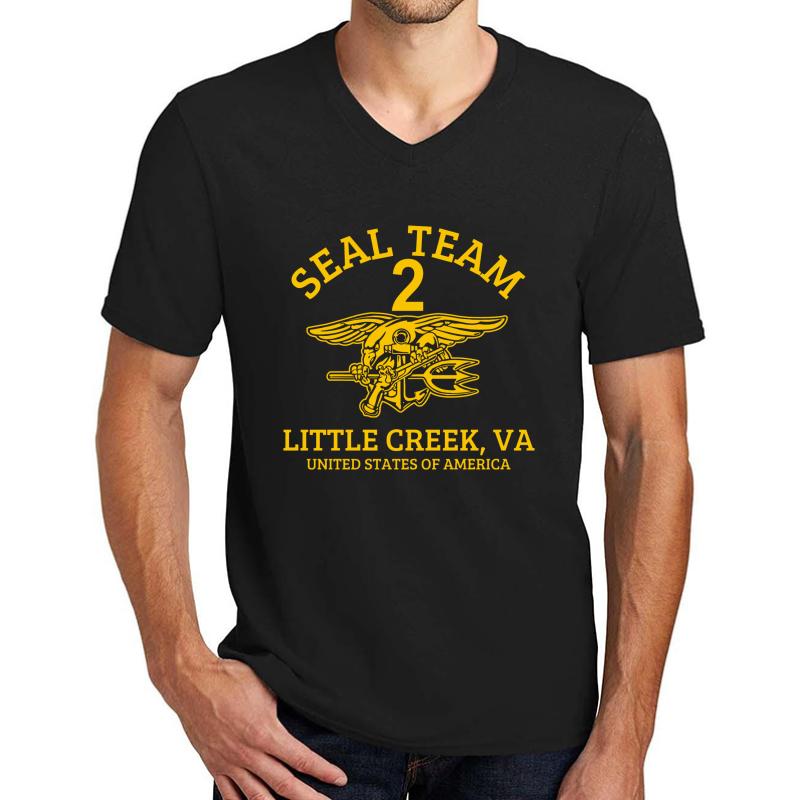 U.S. Navy Seals - Seal Team 2 Unisex V-Neck T-Shirt Men Black