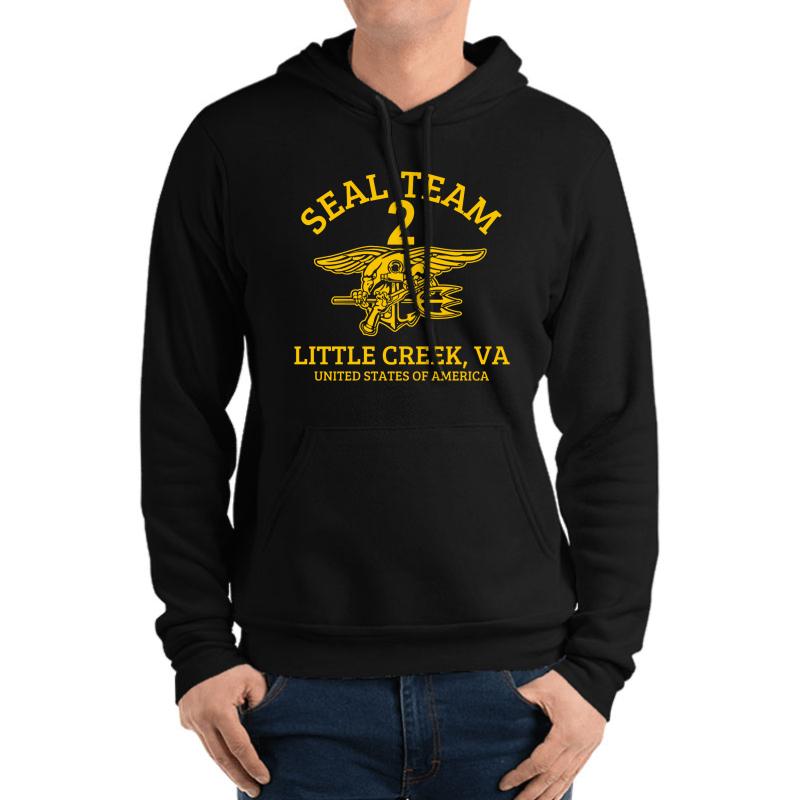 U.S. Navy Seals - Seal Team 2 Unisex Hooded Sweatshirt Men Black