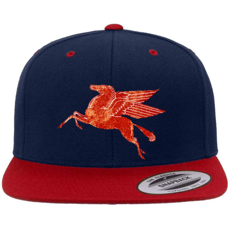 Vintage Mobil Pegasus Premium Flat Bill Snapback Cap  Navy