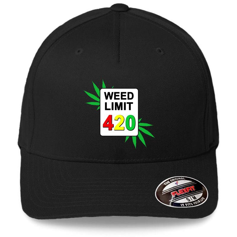 Weed Limit 420 Sign Flexfit Baseball Cap  Black