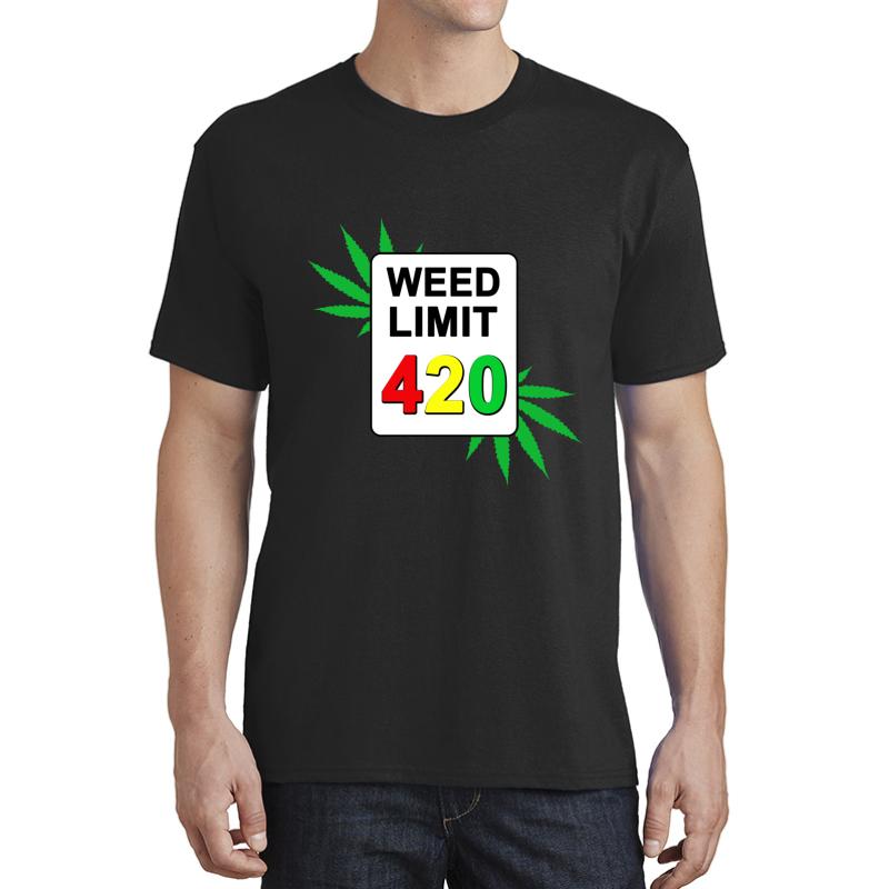 Weed Limit 420 Sign Unisex T-Shirt Men Black